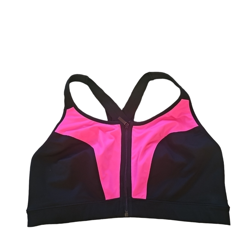 Lane Bryant Livi Active sz 44 DD pink black sports bra wireless WL347